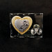 Icona in Vetro con Cuore in Legno e Fiore in Cristallo Calle con Fedi Matrimonio