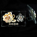 Icona quadrifoglio portafortuna Sacra Famiglia e fiore in cristallo