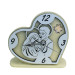 Orologio Cuore con Sacra Famiglia in rilievo legno Quadrifoglio 50 Anniversario Nozze Cinquantesimo Compleanno da Scrivania