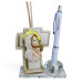 Portapenne in Cristallo Profumatore Crocifisso Gold Madonna e Bambino con Penna Battesimo