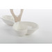 Set Antipastiera Coppia Cuori In Ceramica Bianca con Manico in Legno Design Bomboniera Utile Shabby Chic Art. 52159