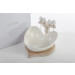 Set Antipastiera Cuore In Ceramica Bianca e Legno con 4 Spadini Design Bomboniera Utile Shabby Chic Art. 52011