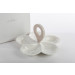 Set Antipastiera Fiore In Ceramica Bianca con Manico in Legno Design Bomboniera Utile Shabby Chic Art. 52170