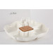 Set Antipastiera Fiore In Ceramica Bianca e Legno con 4 Spadini Design Bomboniera Utile Shabby Chic Art. 51543