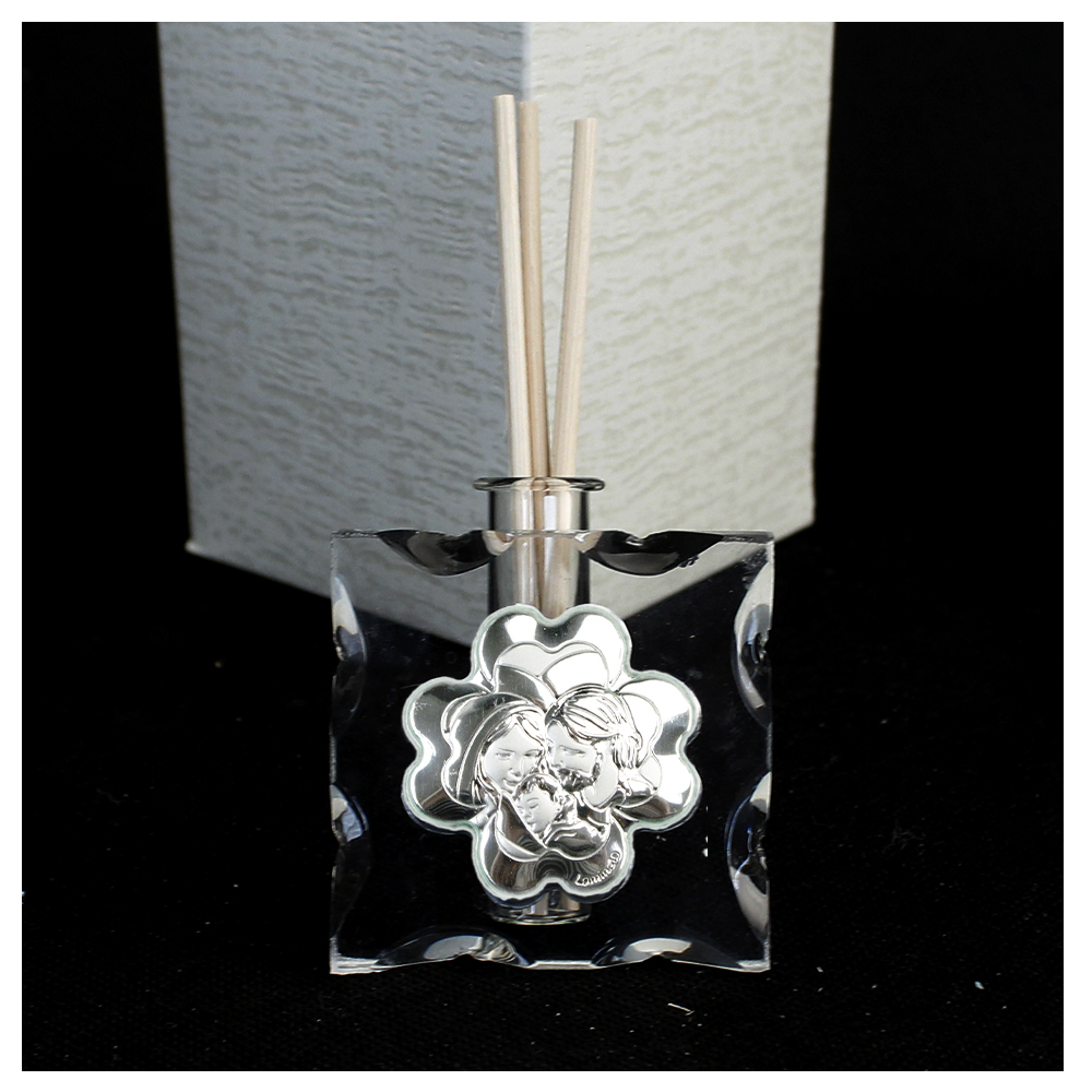 Profumatore Per Ambienti In Vetro DLM34173 Con Rosa In Resina - 80ml, Bomboniera Battesimo/Comunione (Fatto A Mano In Italia) - 3