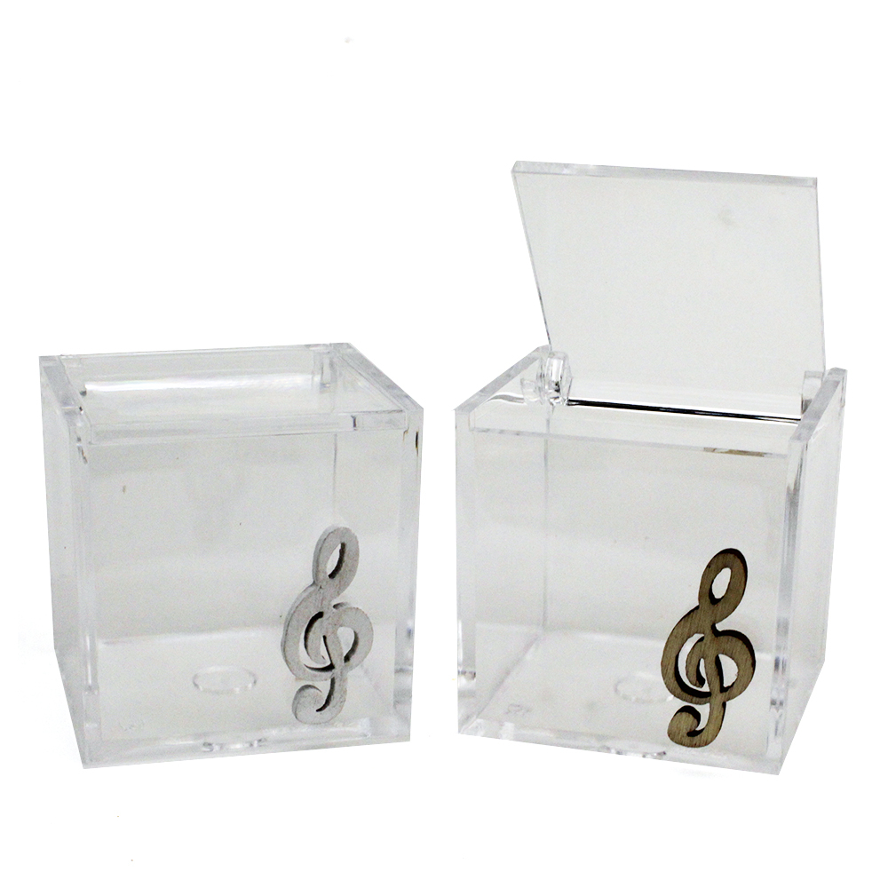 DLM - Kit 25 pezzi - Scatola portagioie in plastica con Chiave di Violino  Sol Musica in Legno Porta Confetti Confettata