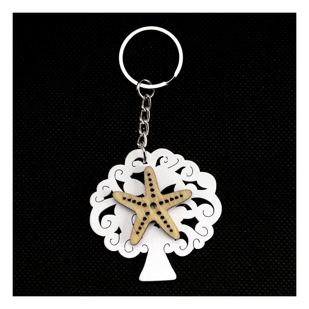 Portachiavi A Tema Marino Con Stella Marina E Conchiglia – Acciaio, Argento, Con Perle – Regalo Per Donna, Amiche, Mamme