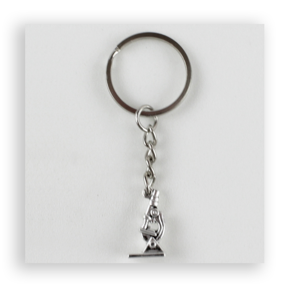 Portachiavi Personalizzato In Acciaio Inox Con Design Microscopio E Simboli Biochimici - Portafortuna Per Studentesse Scienze, Regalo Inizio Scuola