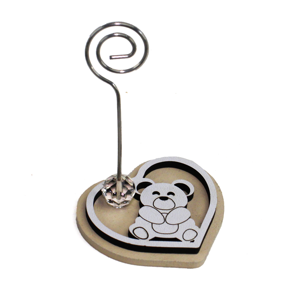 DLM26763 – Kit 12 Portafoto Memo Clip In Legno Con Orsetti Sposi – Bomboniere Matrimonio E Anniversario, Made In Italy