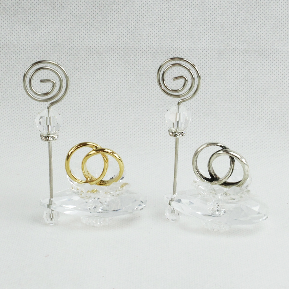 Dlm Portafoto Memo Clip In Cristallo Con Coppia Fedi Nozze Oro Argento Nozze Anniversario