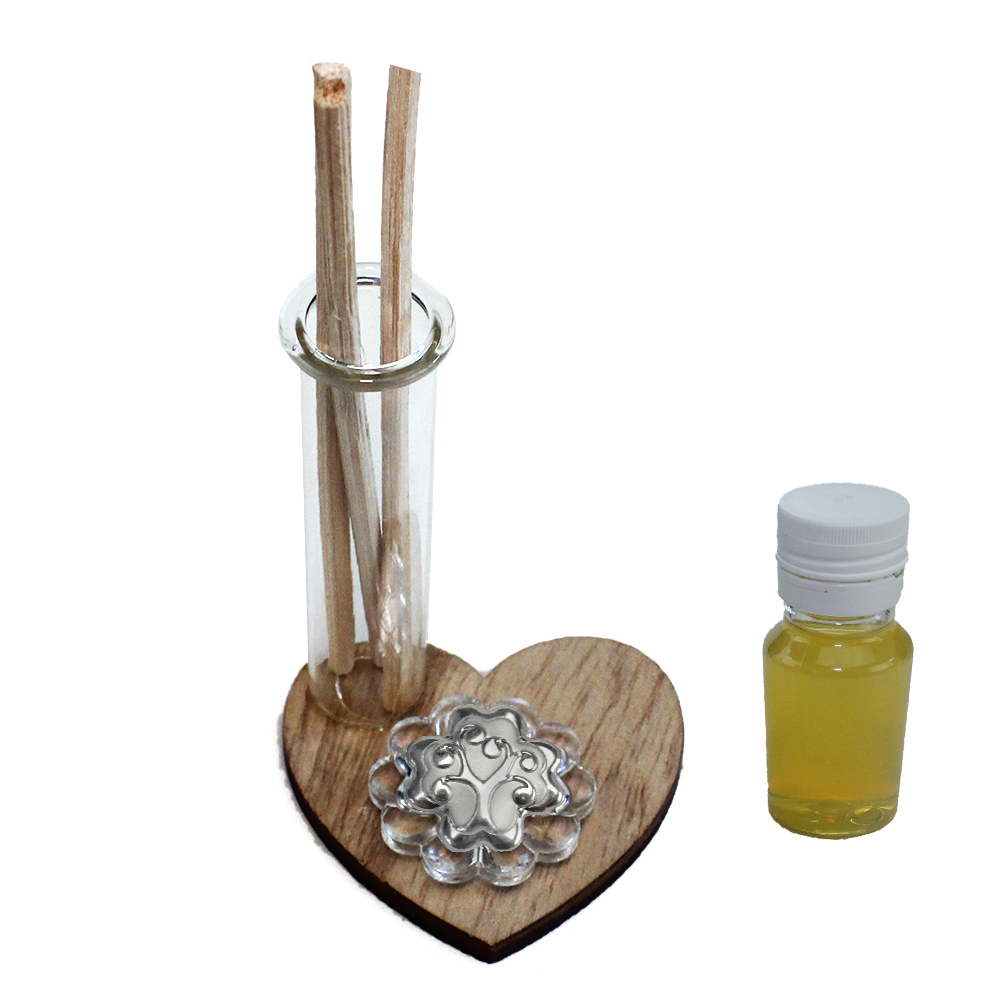 DLM - Profumatore In Vetro Legno Con Cuore Albero Della Vita Life Tree Matrimonio Diffusore Per Ambienti Profumo