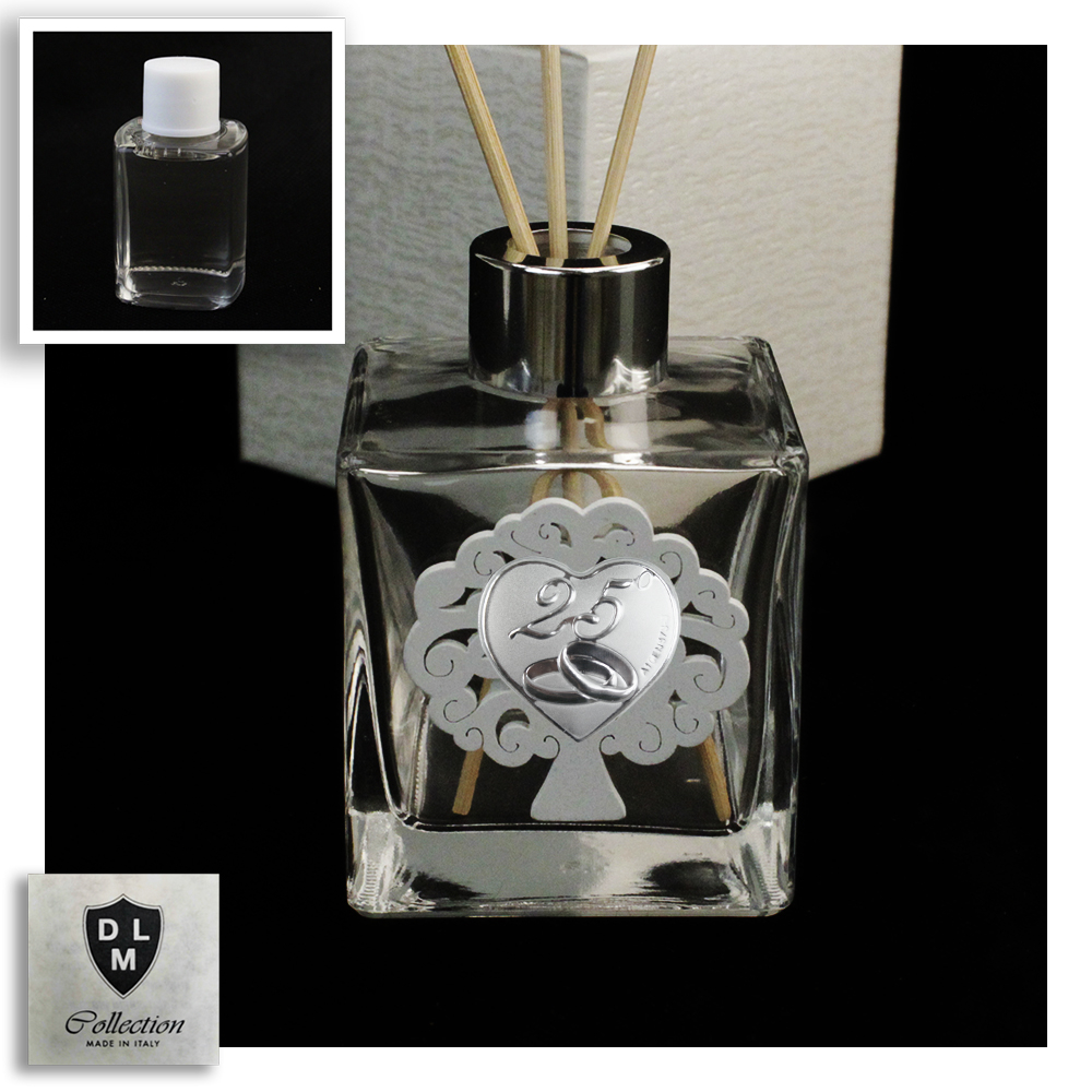 DLM-32184 (Kit 12 Pezzi) Profumatore In Vetro Fiore In Cristallo Quadrifoglio Albero Della Vita Life Tree Battesimo Comunione Matrimonio Bomboniera
