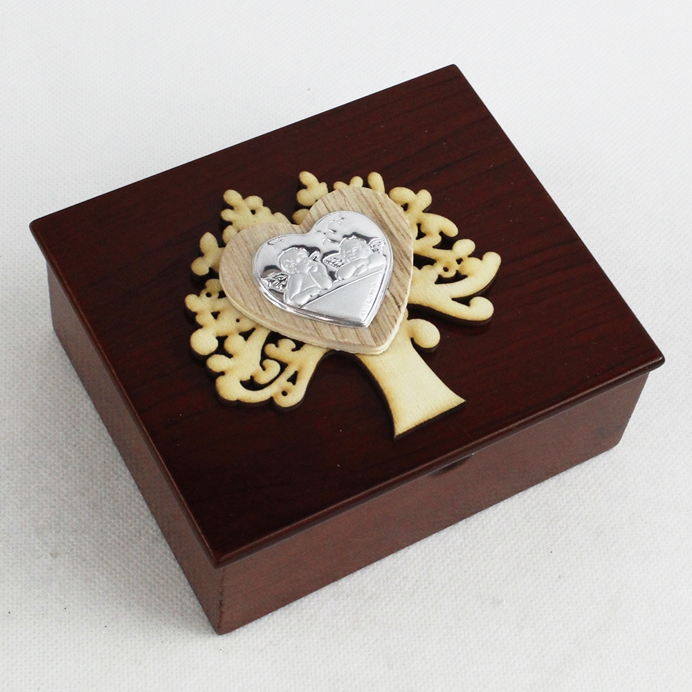 Kimona Portagioie In Legno Di Mango Con Albero Della Vita Intagliato A Mano, 20,3x12,7x7,6 Cm, Scatola Regalo Per Donne E Uomini, Artigianato Unico