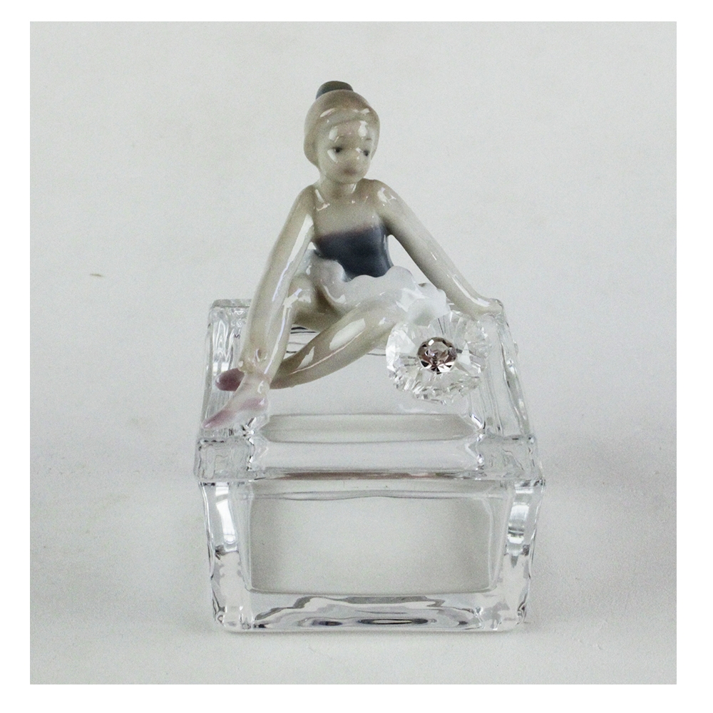 Barattolo In Vetro Portaconfetti Per Santa Cresima - Con Ballerina In Porcellana E Cuore Argentato - Bomboniera Originale Fai Da Te